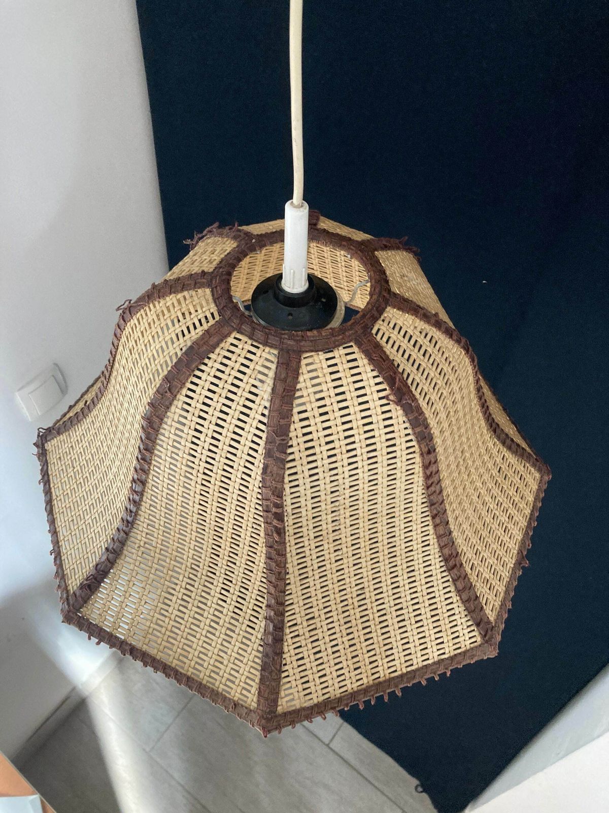 Vintage Cane Pendant70's/ Retro /Unique Ceiling/Bentwood Rattan Hanging /Vintage Decor/Accent Lamp/Boho Lamp photo Lighting