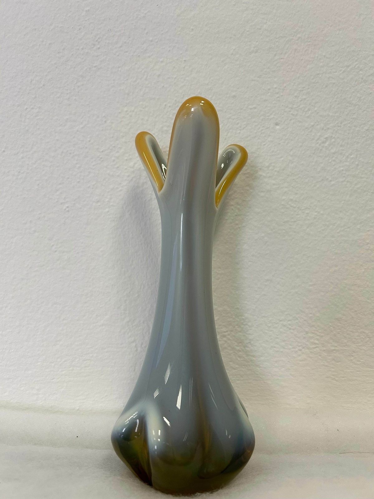 Murano Glass Italian Style / Vintage Yellow White /  Murano Glass Vase/ Coloured Glass Small photo buy