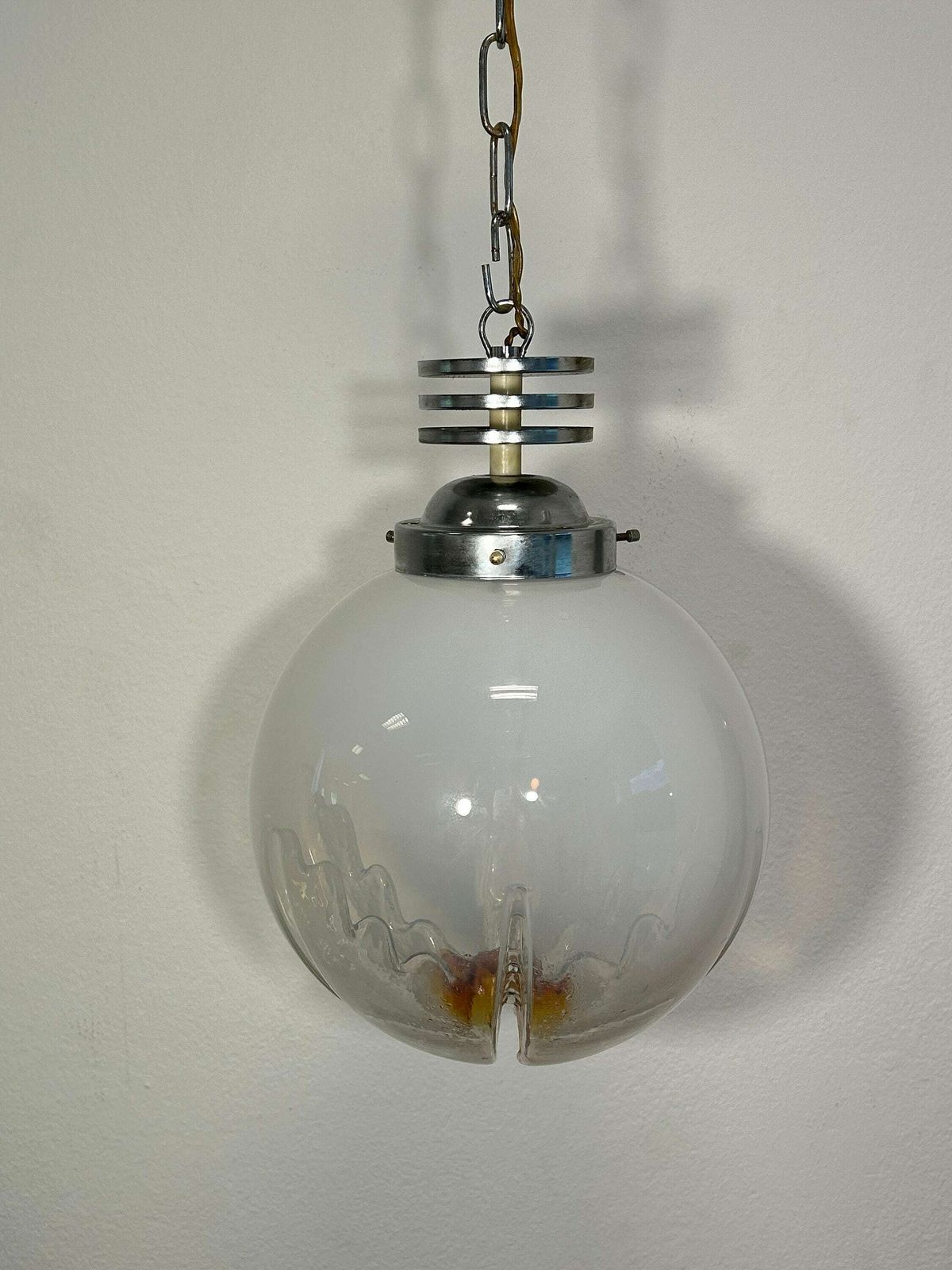 Murano Glass Italian Style / Vintage Yellow White /  Murano Glass Vase/ Coloured Glass Small photo vintage