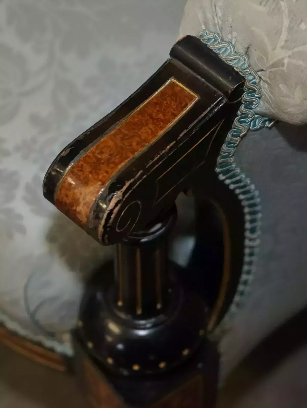 photo buy Exquisite Antique Burr Walnut Aesthetic Movement Salon Sofa Grand Tour Plaque
