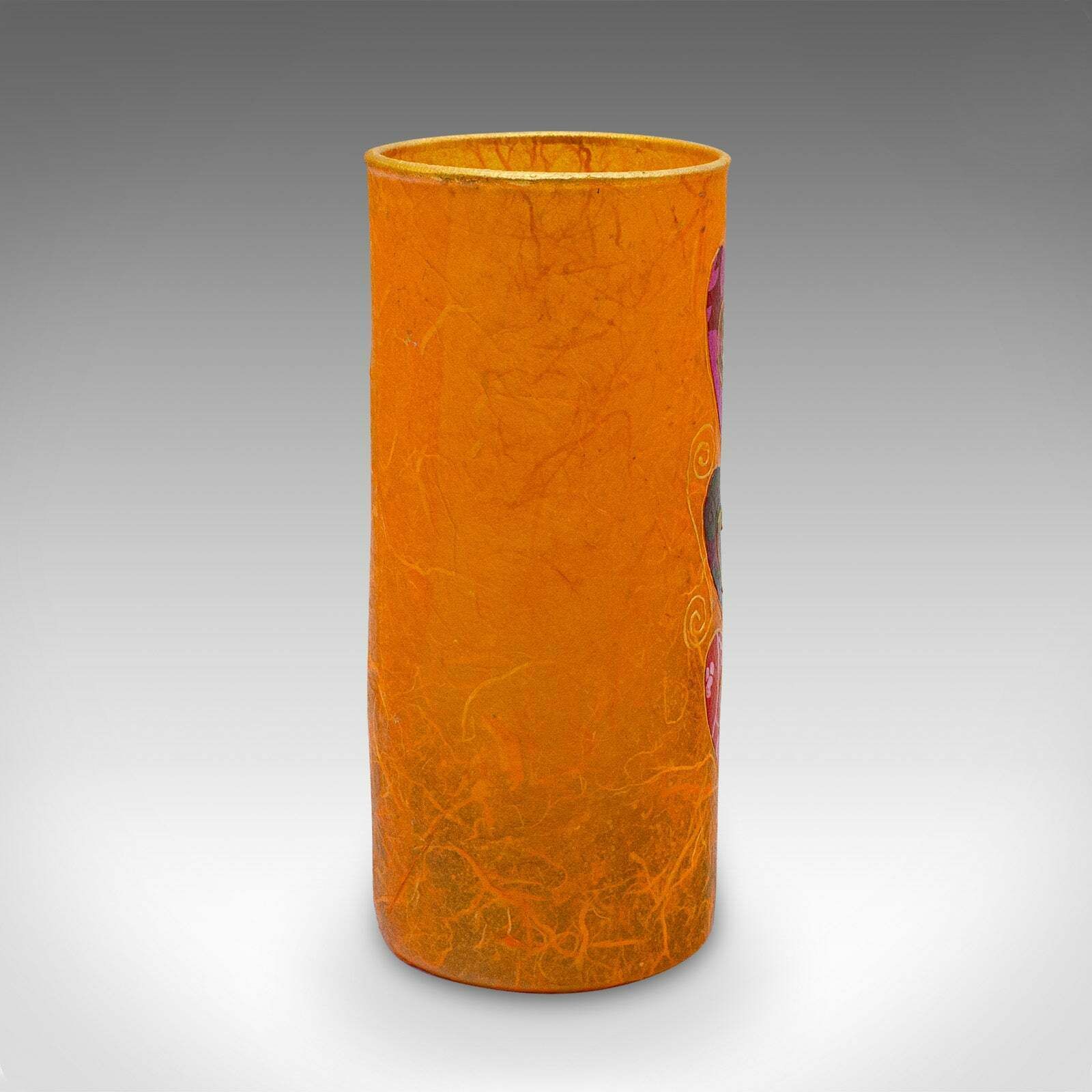 Small Contemporary Decorative Vase, English, Straw Silk Art Glass, Flower Sleeve photo for sale