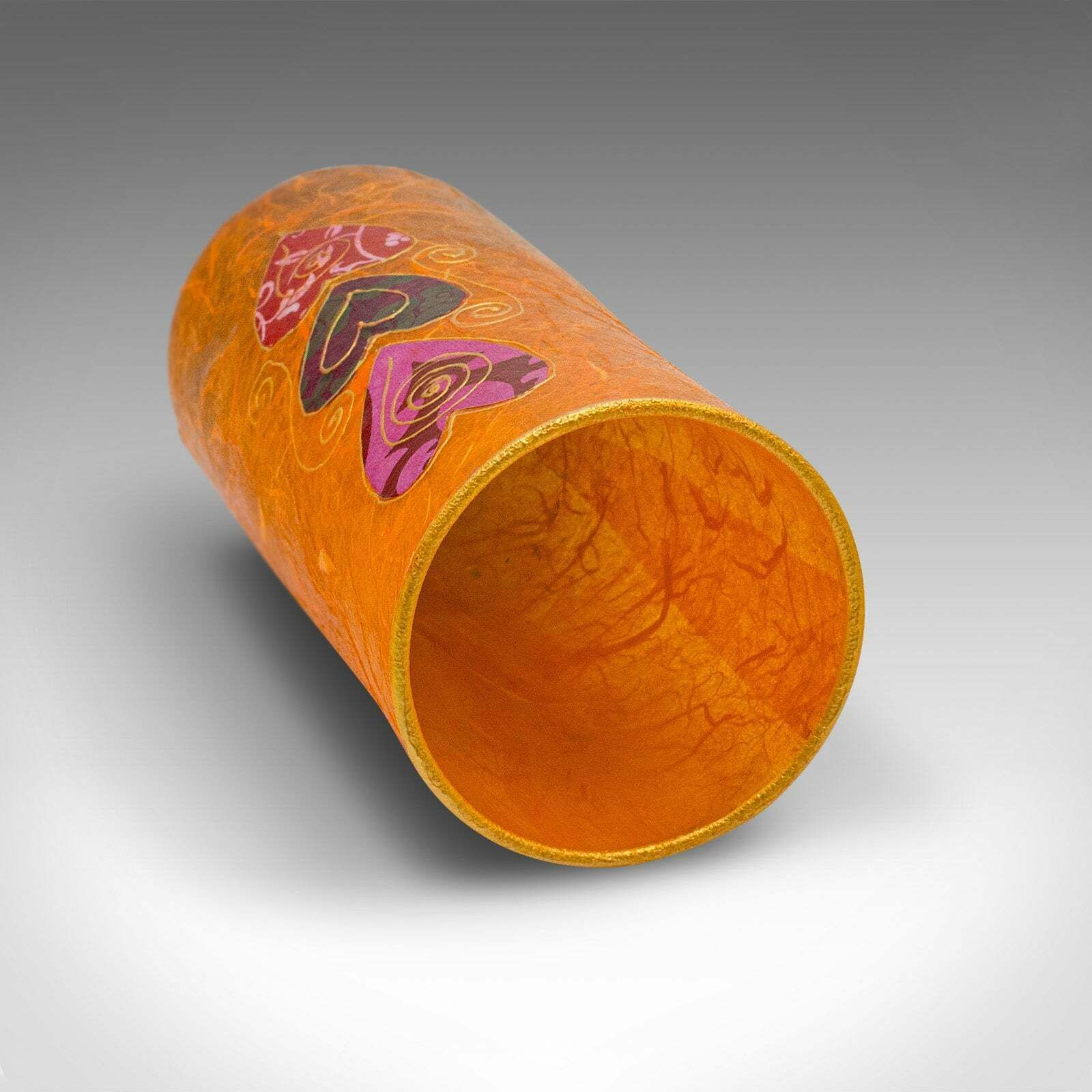 Small Contemporary Decorative Vase, English, Straw Silk Art Glass, Flower Sleeve photo vinterior