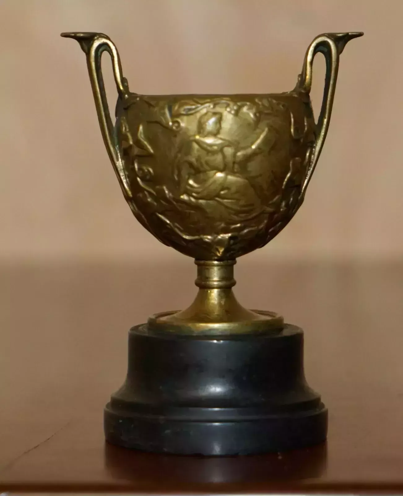 Matching Pair Of Antique Roman Grand Tour Hercules Gilt Brass Marble Base Cups photo furniture