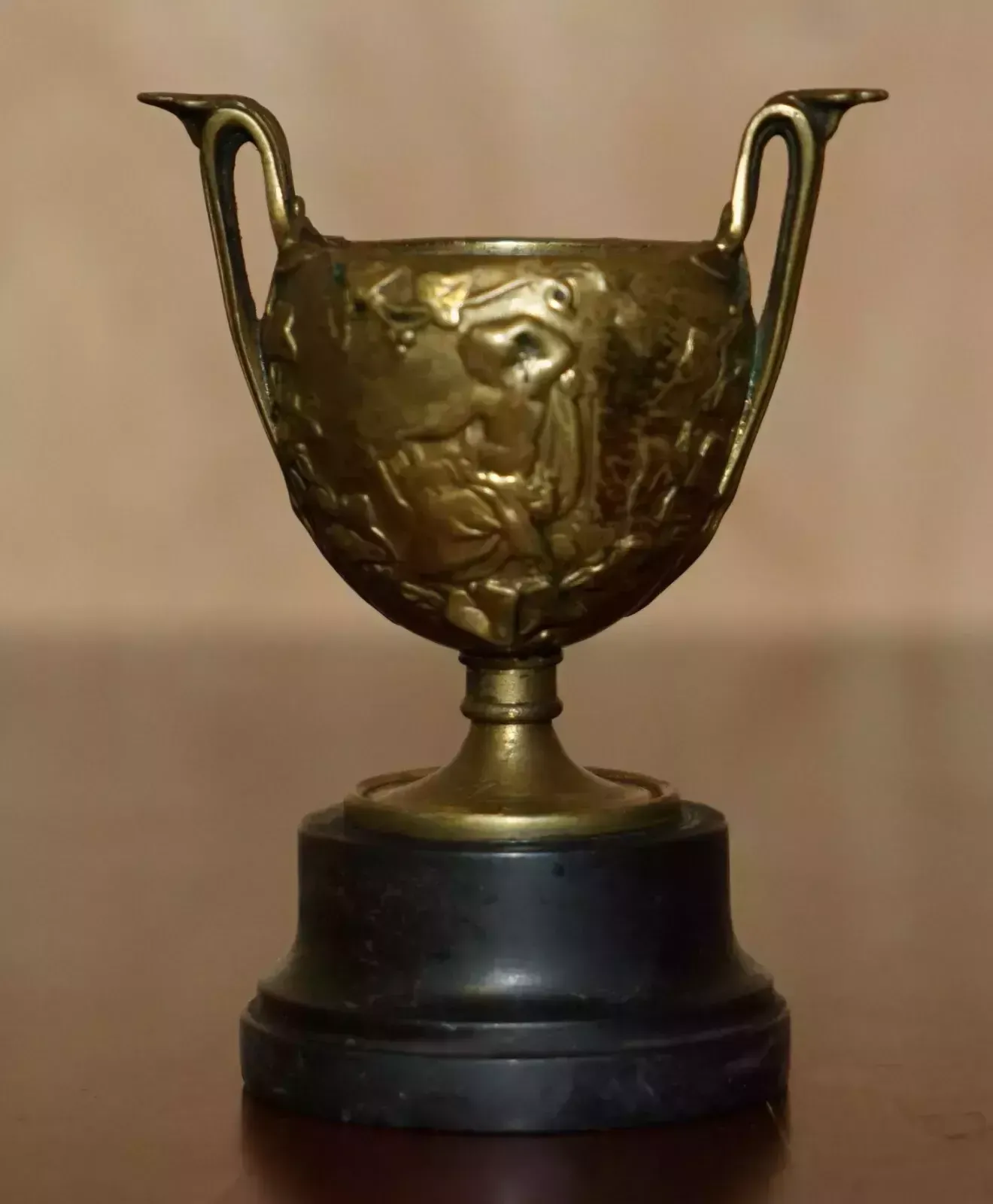 Matching Pair Of Antique Roman Grand Tour Hercules Gilt Brass Marble Base Cups photo buy