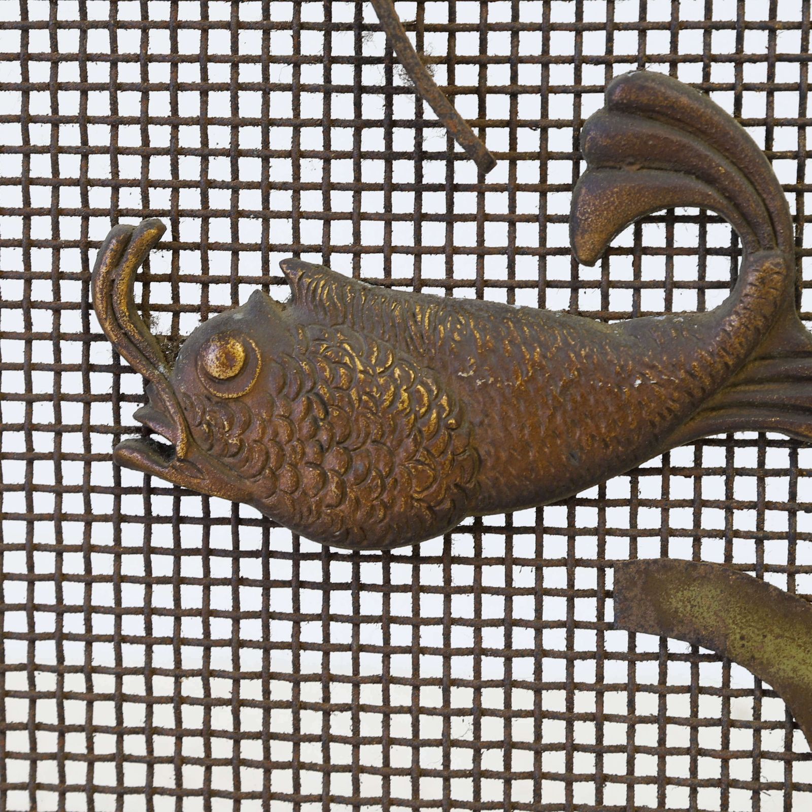 Vintage Mid 20th Century Metal Decorated Fireplace Screen photo 295.0
