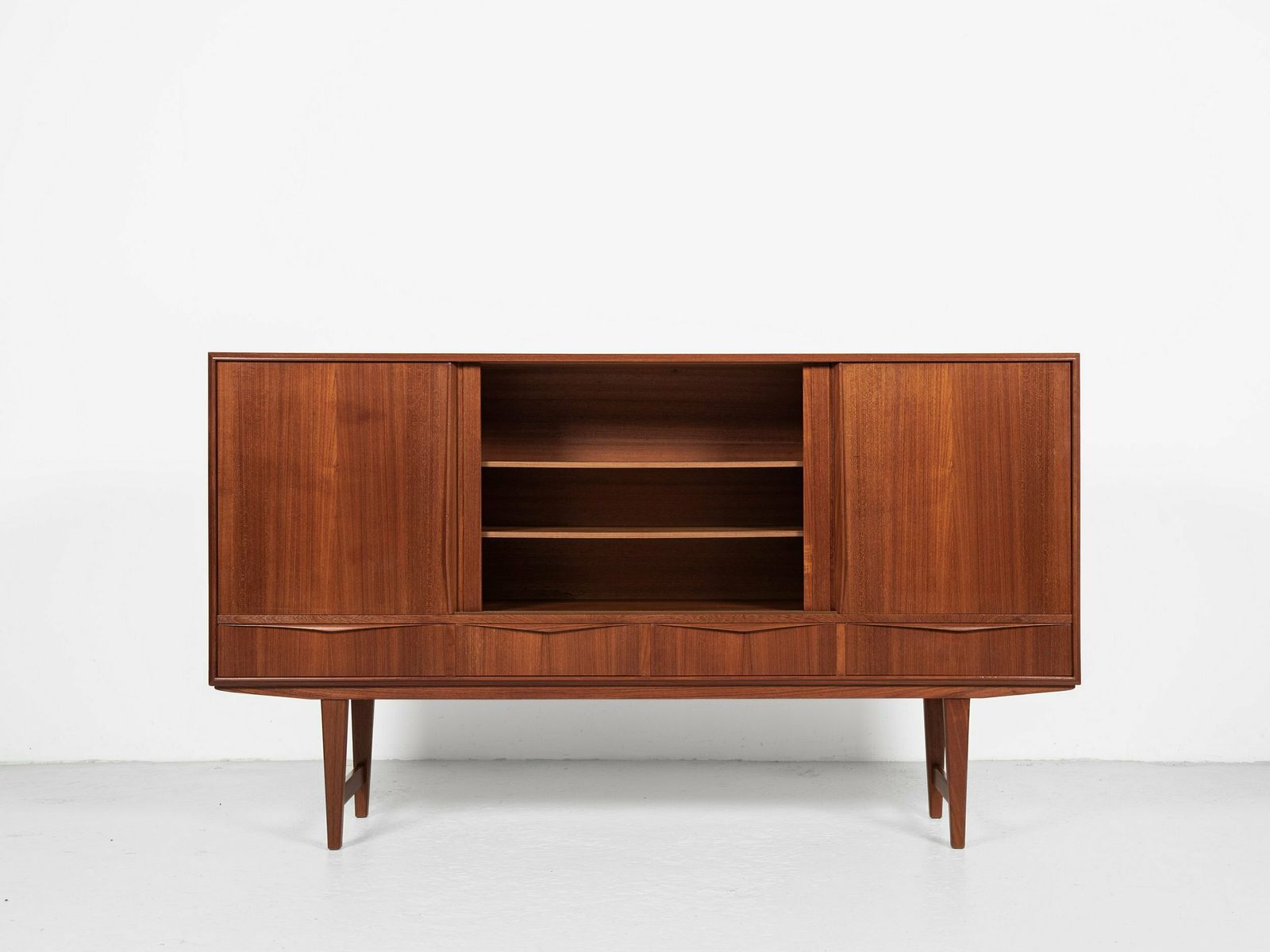 Midcentury Danish Highboard In Teak By E.W. Bach For Sejling Skabe 1960s   With 4 Doors And 4 Drawers photo for sale