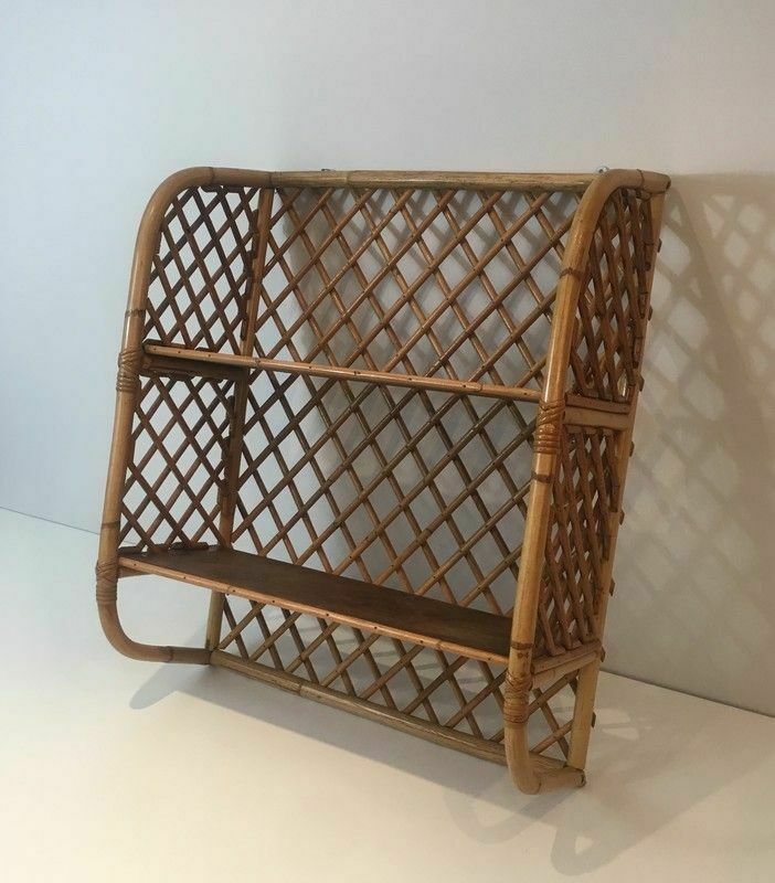 Rattan Wall Shelf. Attributed To Audoux Minet photo furniture