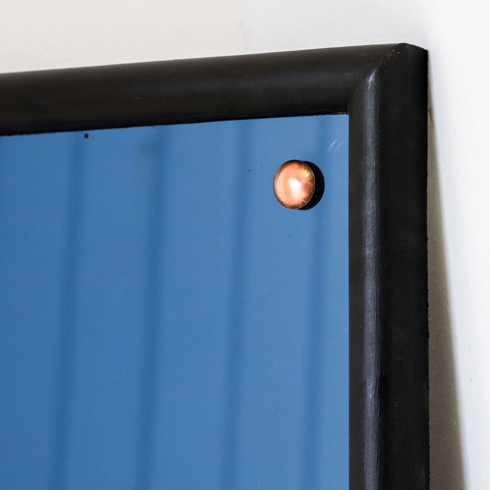 English Art Deco Panel   Blue Glass With Copper   English C 1930s photo furniture