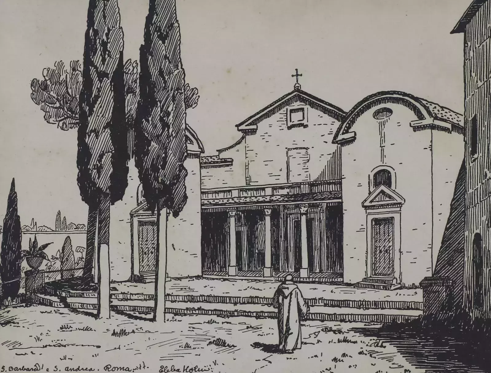 Woodcut Engraving By Ebba Holm. S Barbara E S Andrea Roma photo furniture