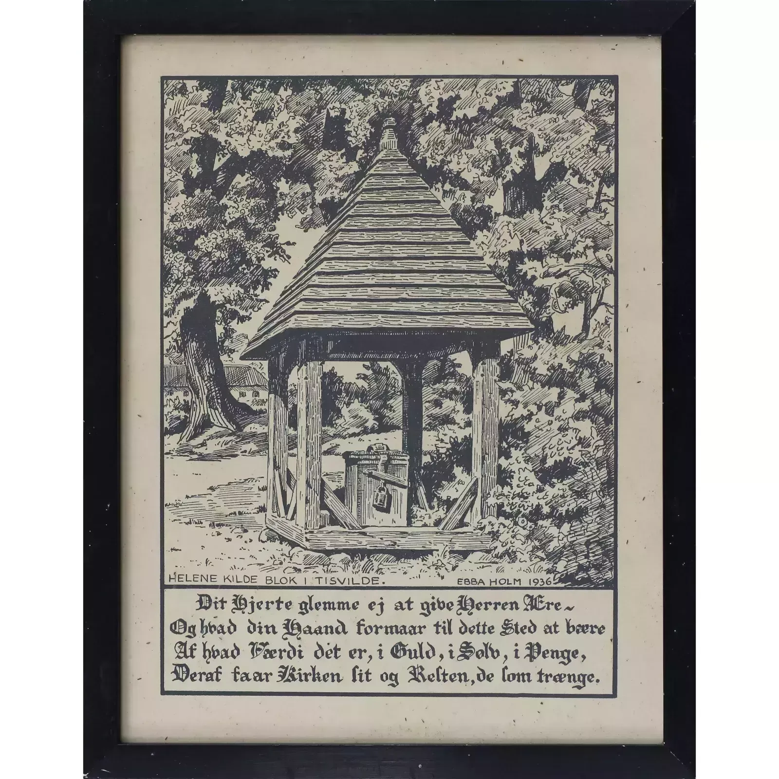 Woodcut Engraving By Ebba Holm. Helene Kilde Blok