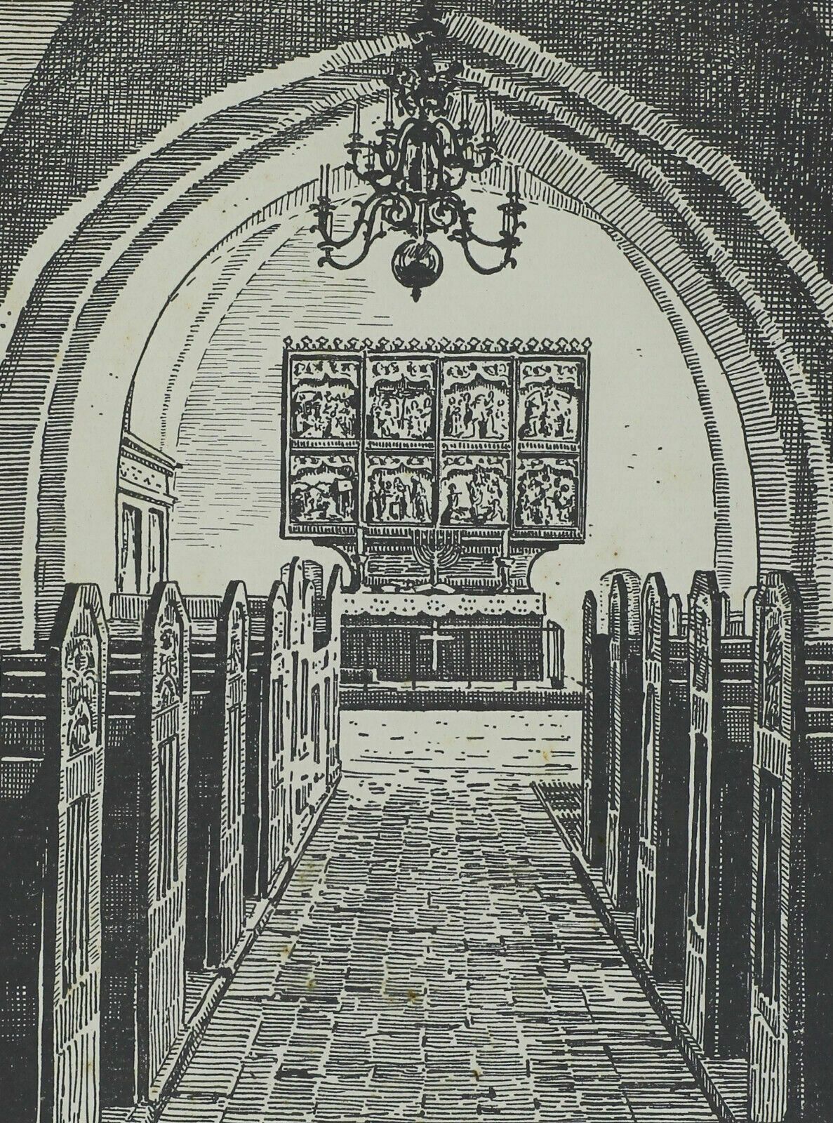 Woodcut Engraving By Ebba Holm. Tibirke Kirke photo furniture