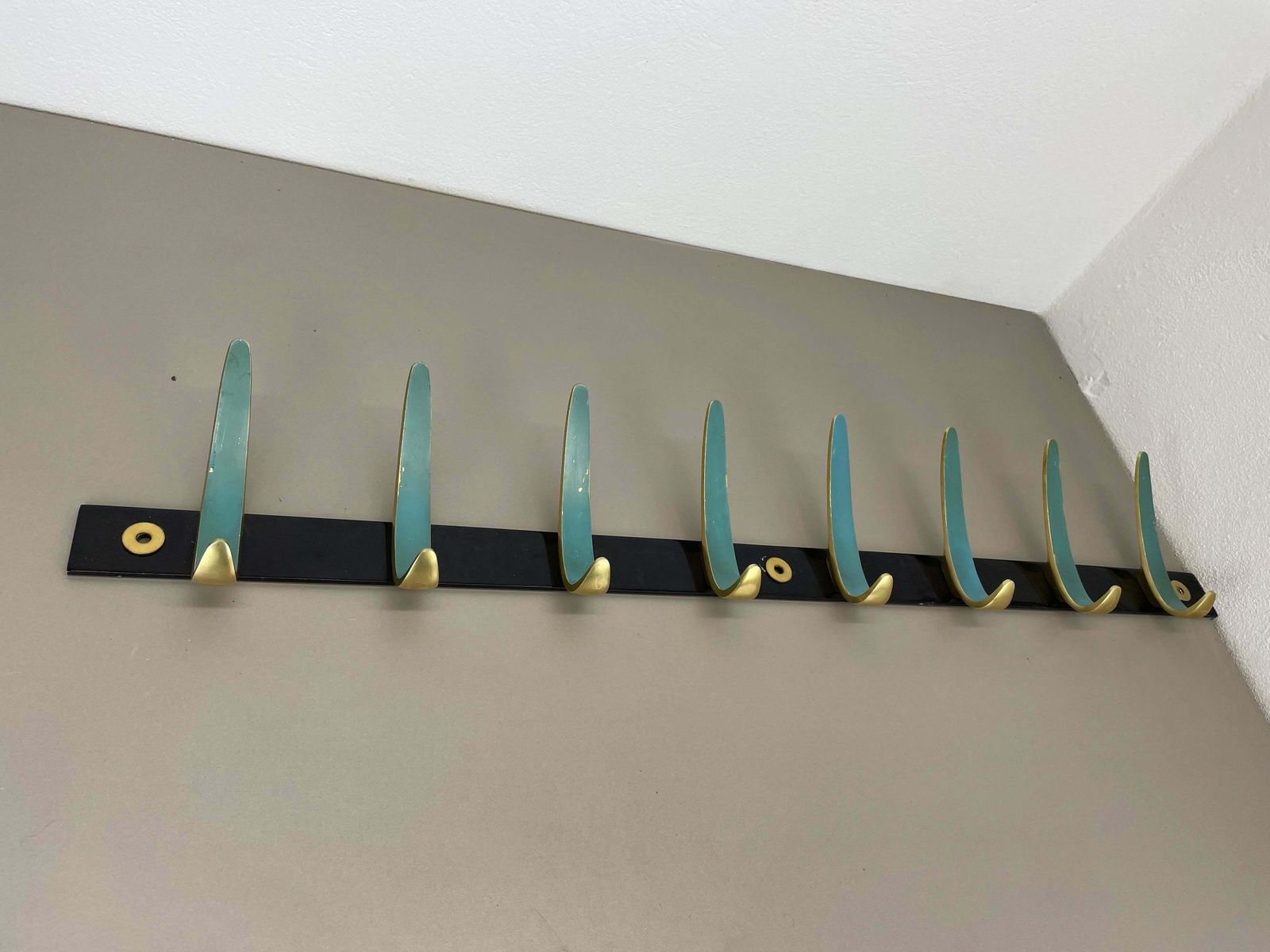 Large 100cm Auböck Style Metal Wardrobe Hook Coat Rack Element, France 1950s photo furniture