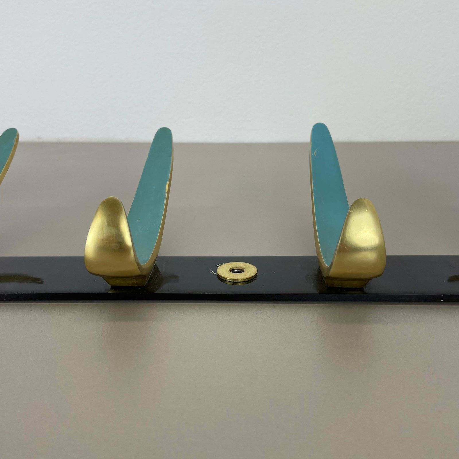 784.0 Large 100cm Auböck Style Metal Wardrobe Hook Coat Rack Element, France 1950s photo