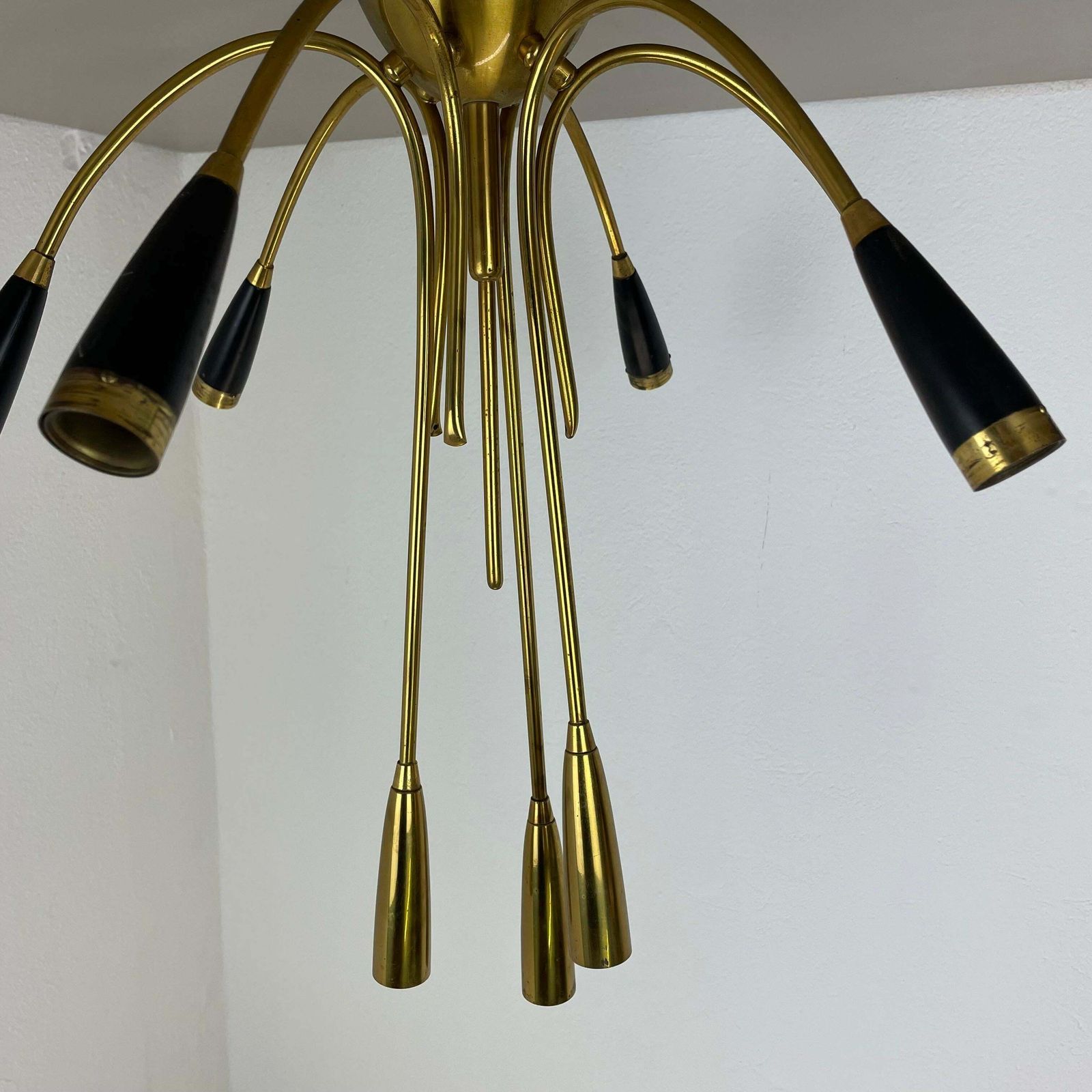 photo buy Xl 9 Arm Brass Stilnovo Gino Sarfatti Style Ceiling Light Flushmount Italy 1950