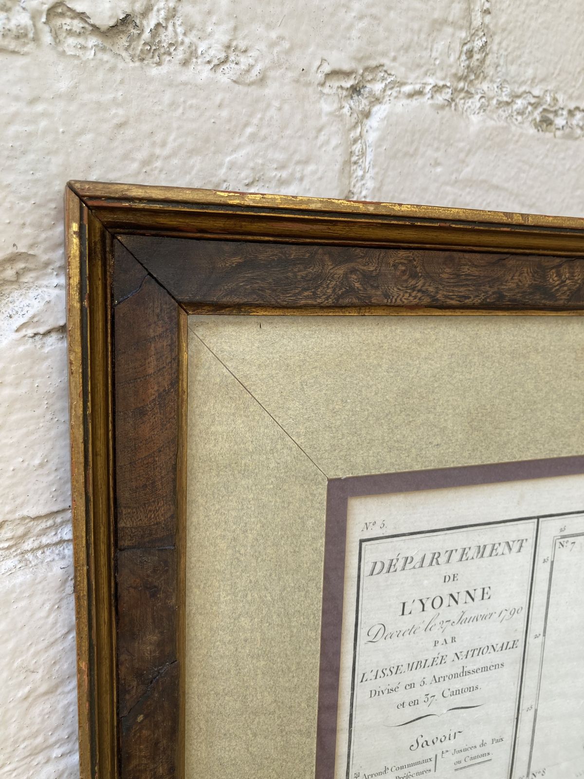 Large 18th C Framed French Map By Chanlaire And Dumez Of L’yonne photo vinterior