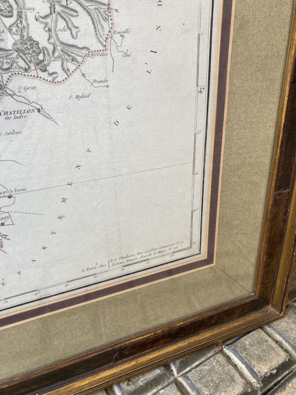 Large 18th C Framed French Map By Chanlaire And Dumez Of D’indre De Loire photo buy
