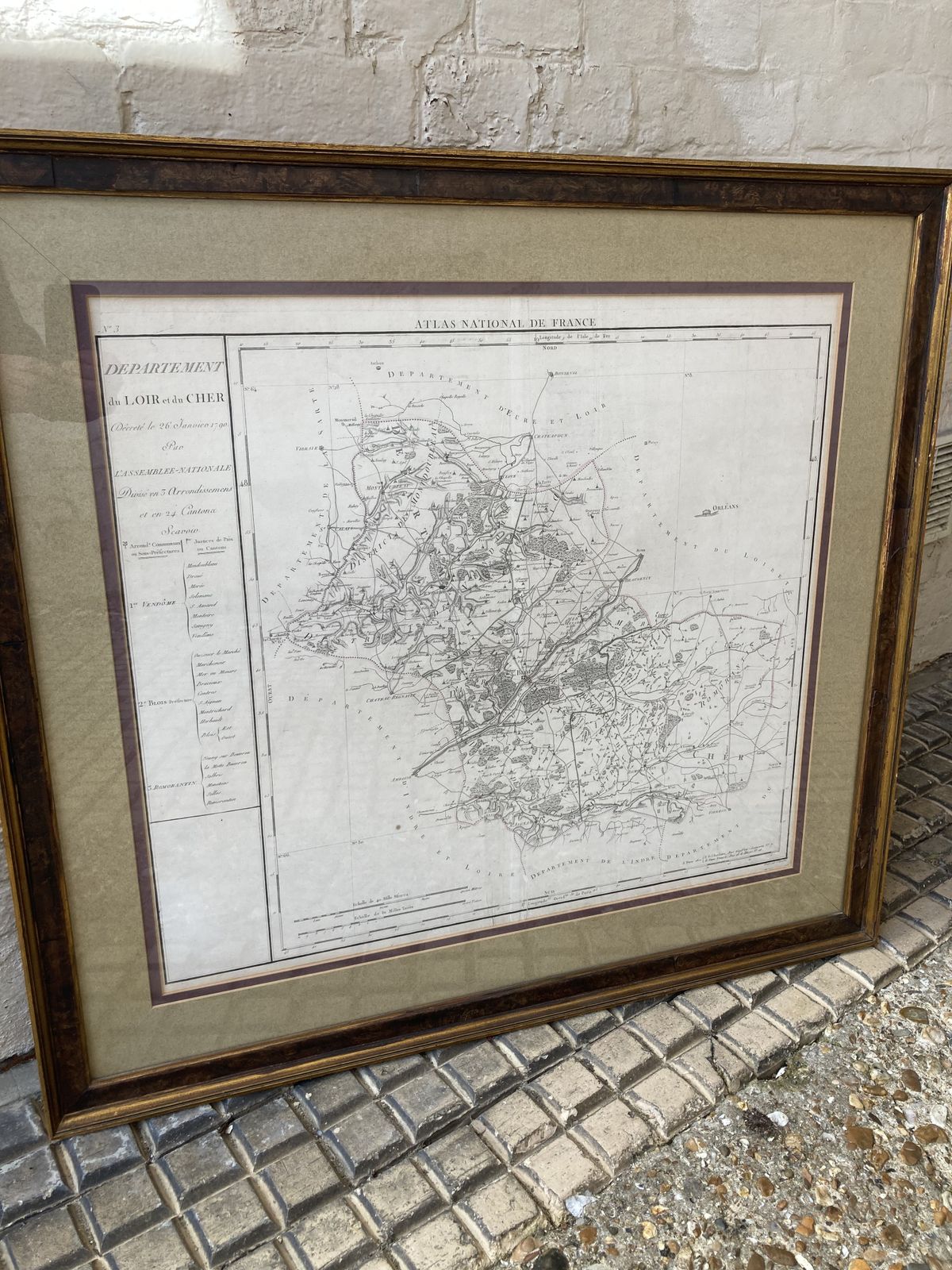 Large 18th C Framed French Map By Chanlaire And Dumez Of De Loir Et Da Cher photo vinterior