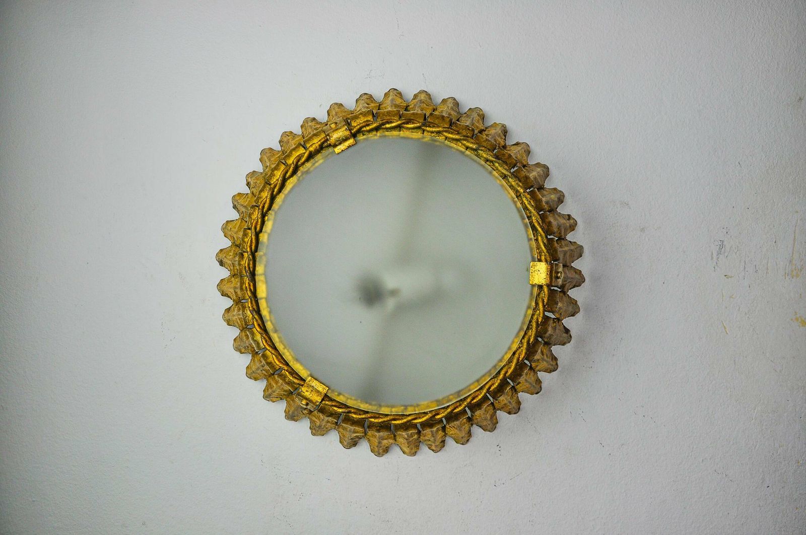Sun Wall Lamp By Ferro Arte, Metal And Gold Leaf, Spain, 1960 photo Lighting