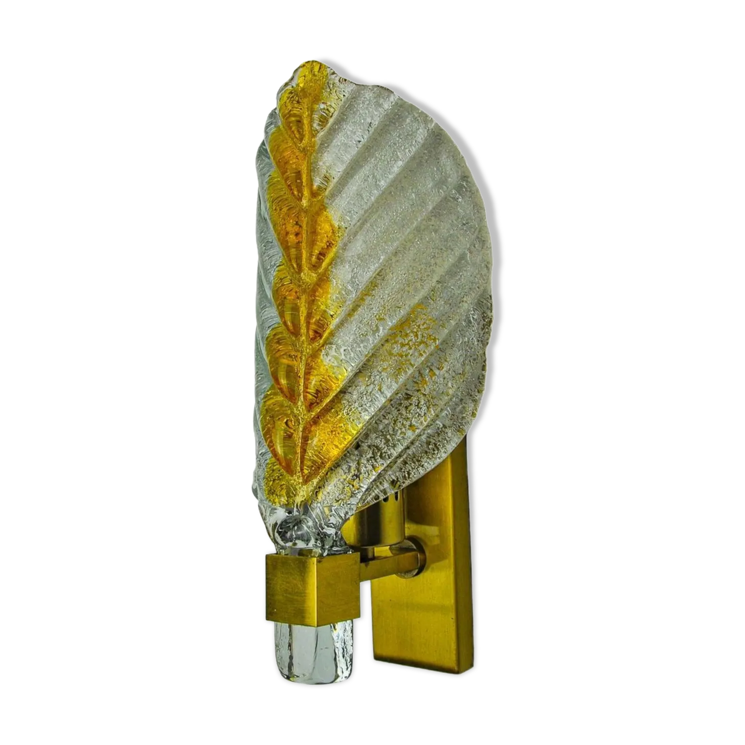 Recessed "Leaf" Wall Light By Mazzega, Orange Frosted Murano Glass, Italy, 1970