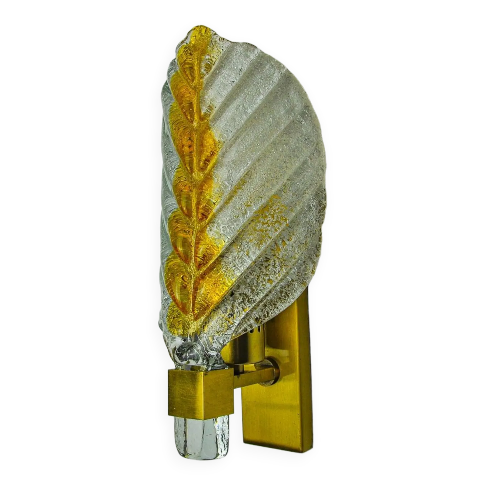 photo furniture Recessed "Leaf" Wall Light By Mazzega, Orange Frosted Murano Glass, Italy, 1970