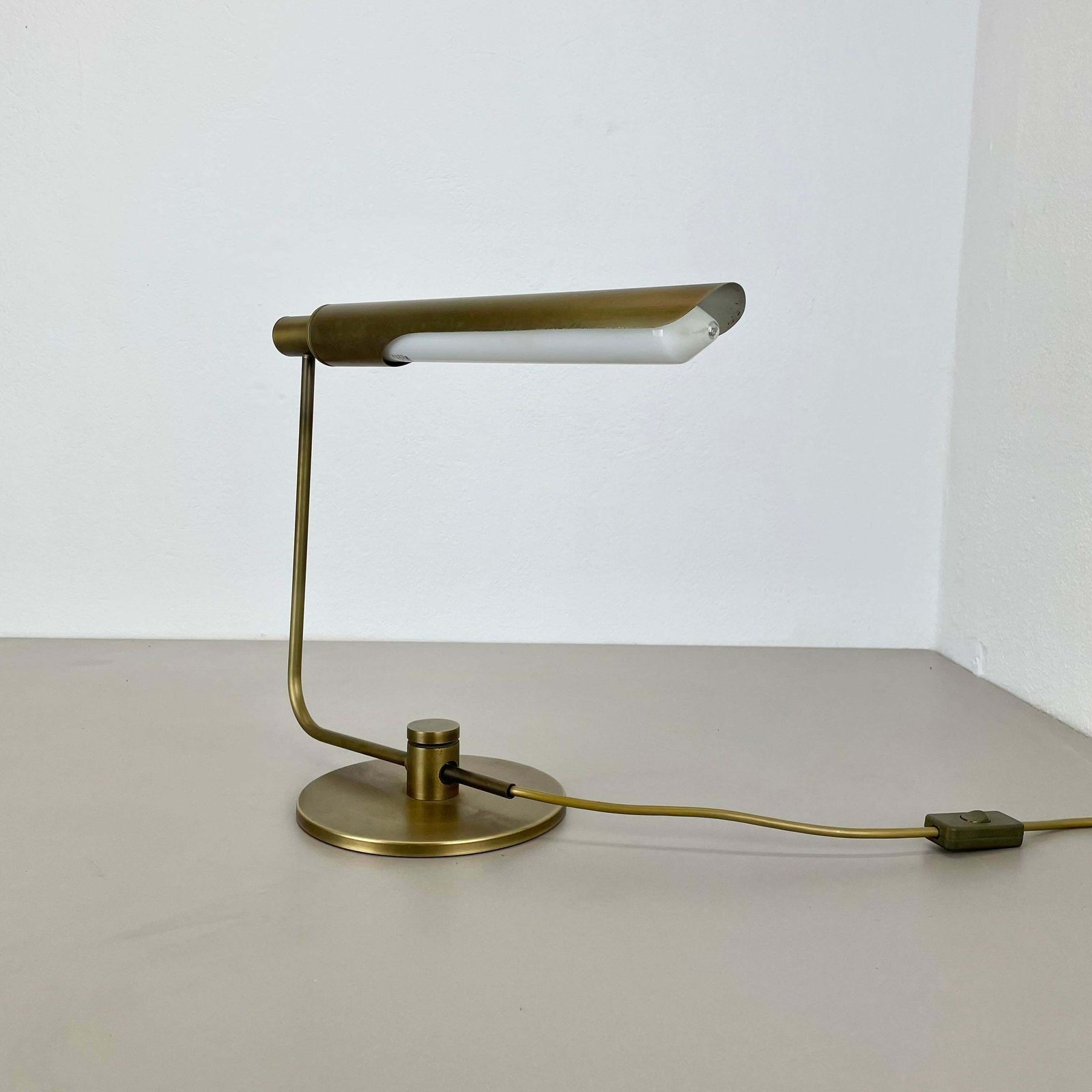 Brass Table Light By Rosemarie And Rico Baltensweiler Attrib., Switzerland 1970s photo for sale