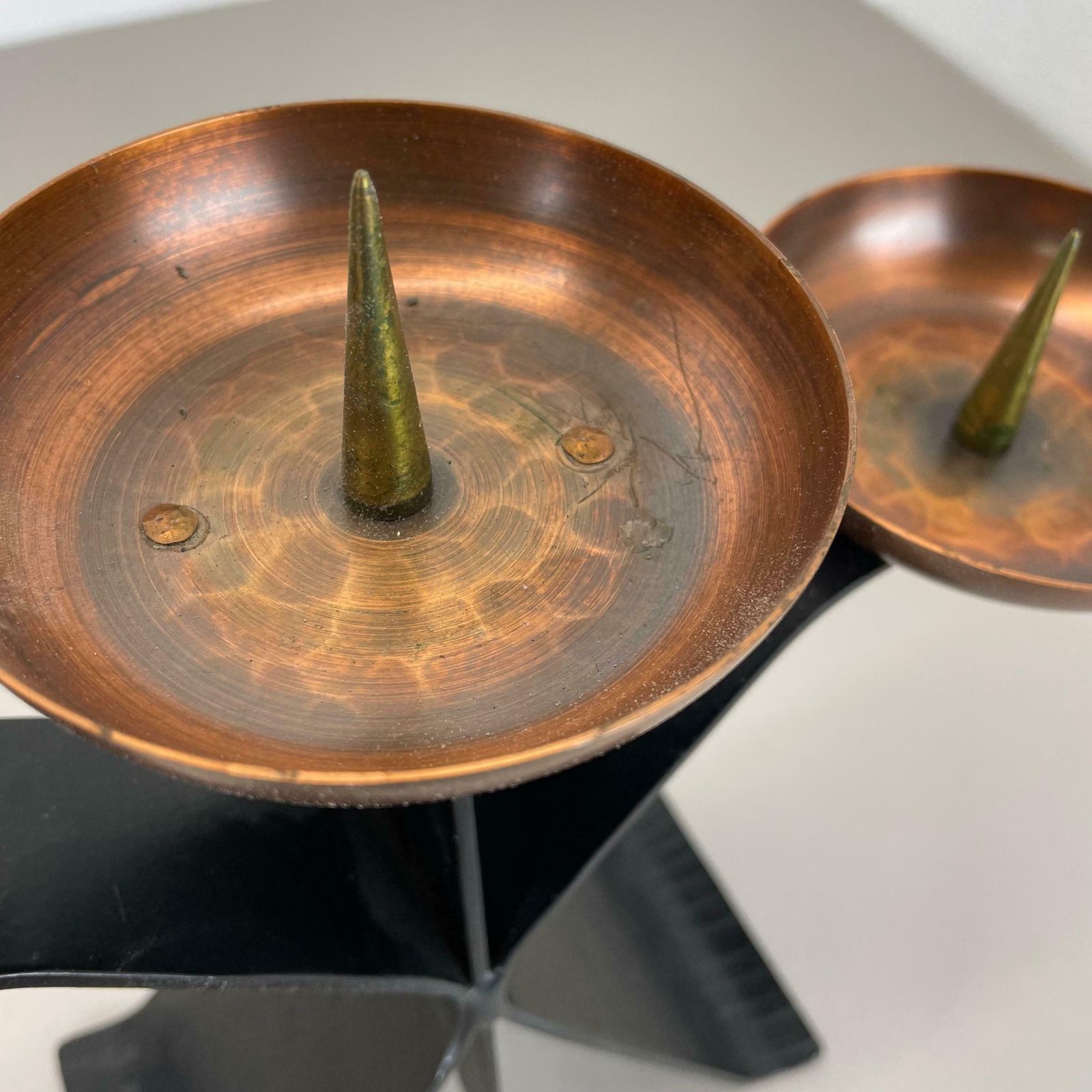 480.0 Modernist Auböck Style Brutalist Copper And Metal Candleholder, Austria 1970s photo