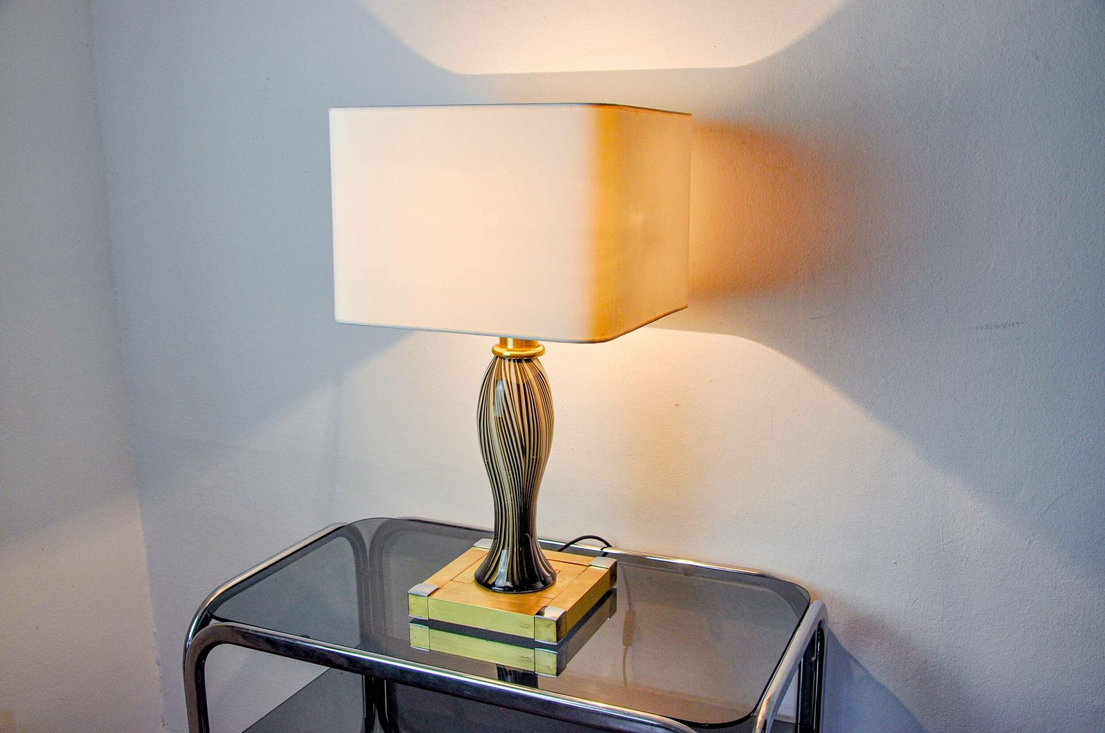 Bd Lumica Table Lamp, Murano Glass And Brass, Italy, 1970 photo furniture