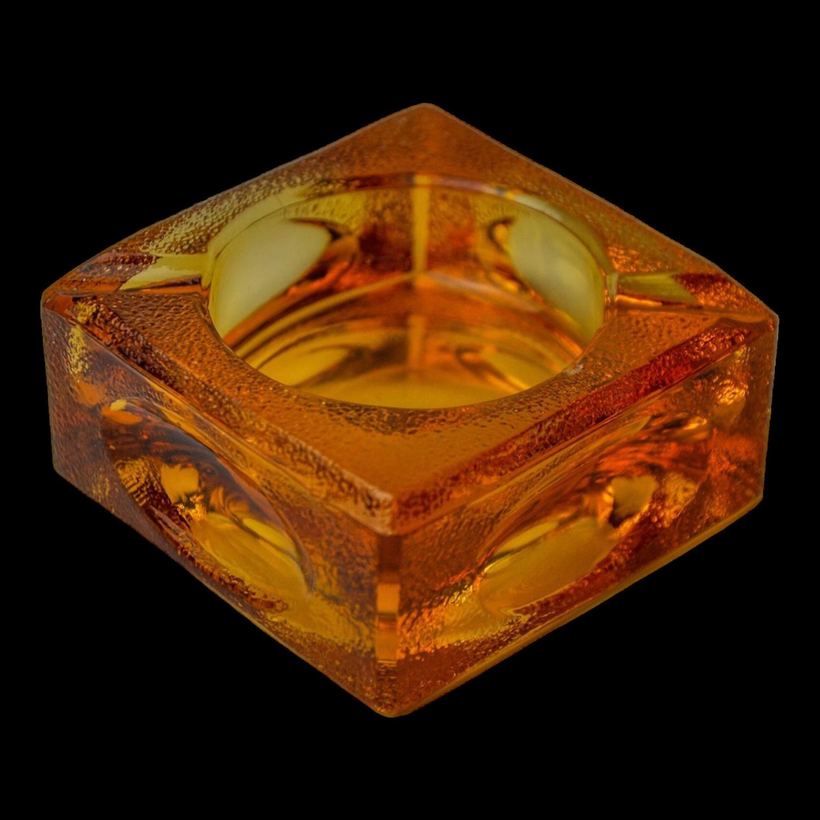 Orange Ice Cube Ashtray By Antonio Imperatore, Murano Glass, Italy, 1970