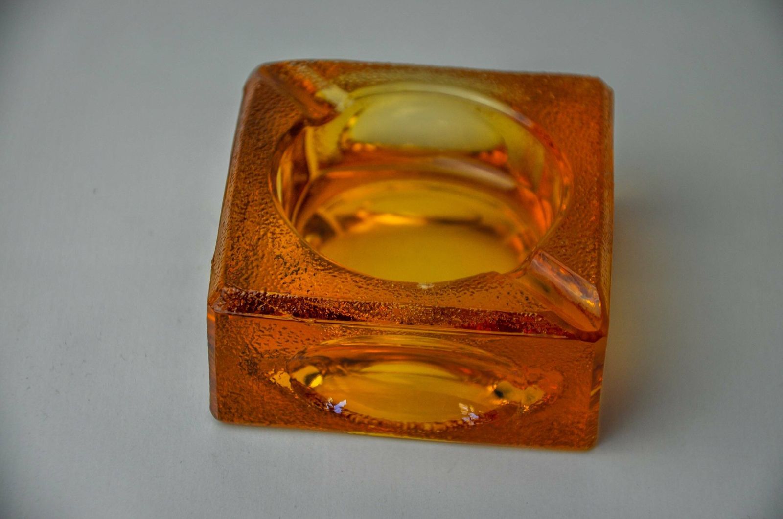 Orange Ice Cube Ashtray By Antonio Imperatore, Murano Glass, Italy, 1970 photo Home Decor