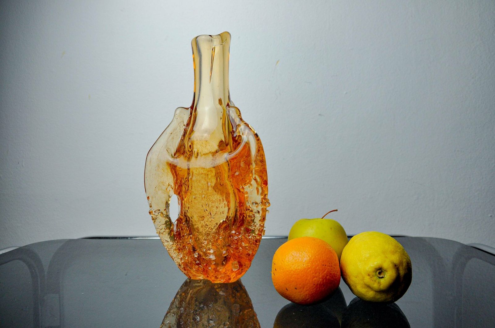 Orange Seguso Vase, Frosted Murano Glass, Italy, 1970 photo furniture