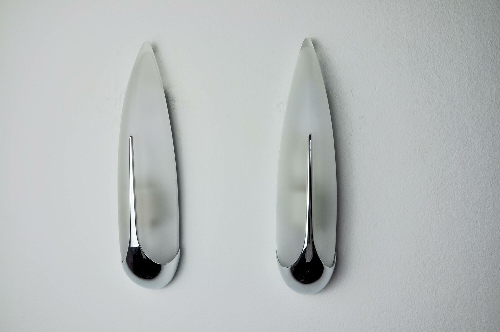 Pair Of "Epis" Wall Lights By Idearte, Smoked Glass And Silver Metal, Spain, 1980 photo for sale