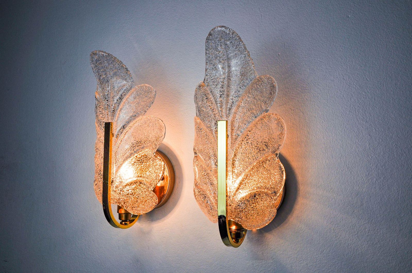 Pair Of "Leaf" Wall Lights By Carl Fagerlund, Murano Glass, Germany, 1970 photo 1505.0