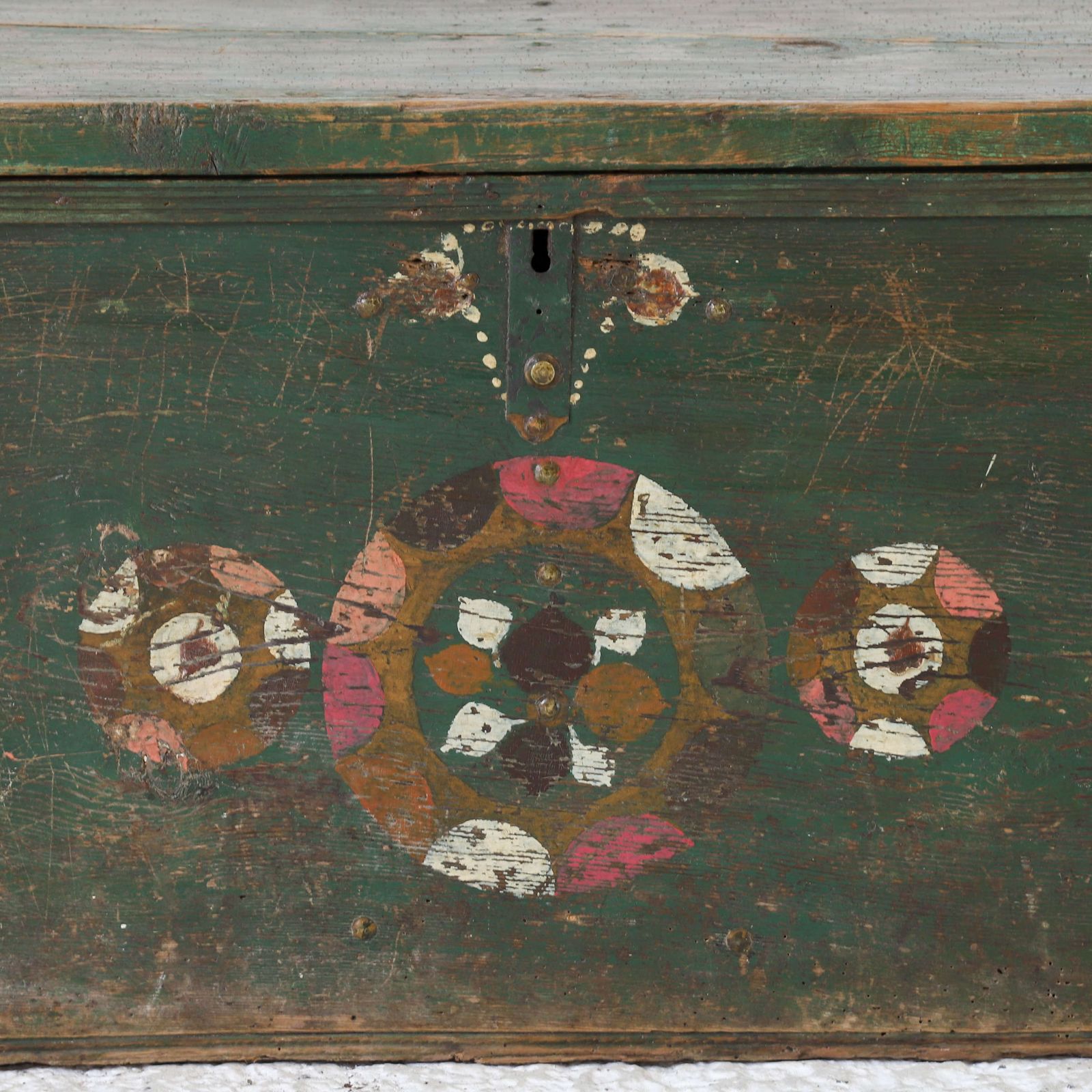 19th Century Romanian Hand Painted Marriage Chest photo furniture