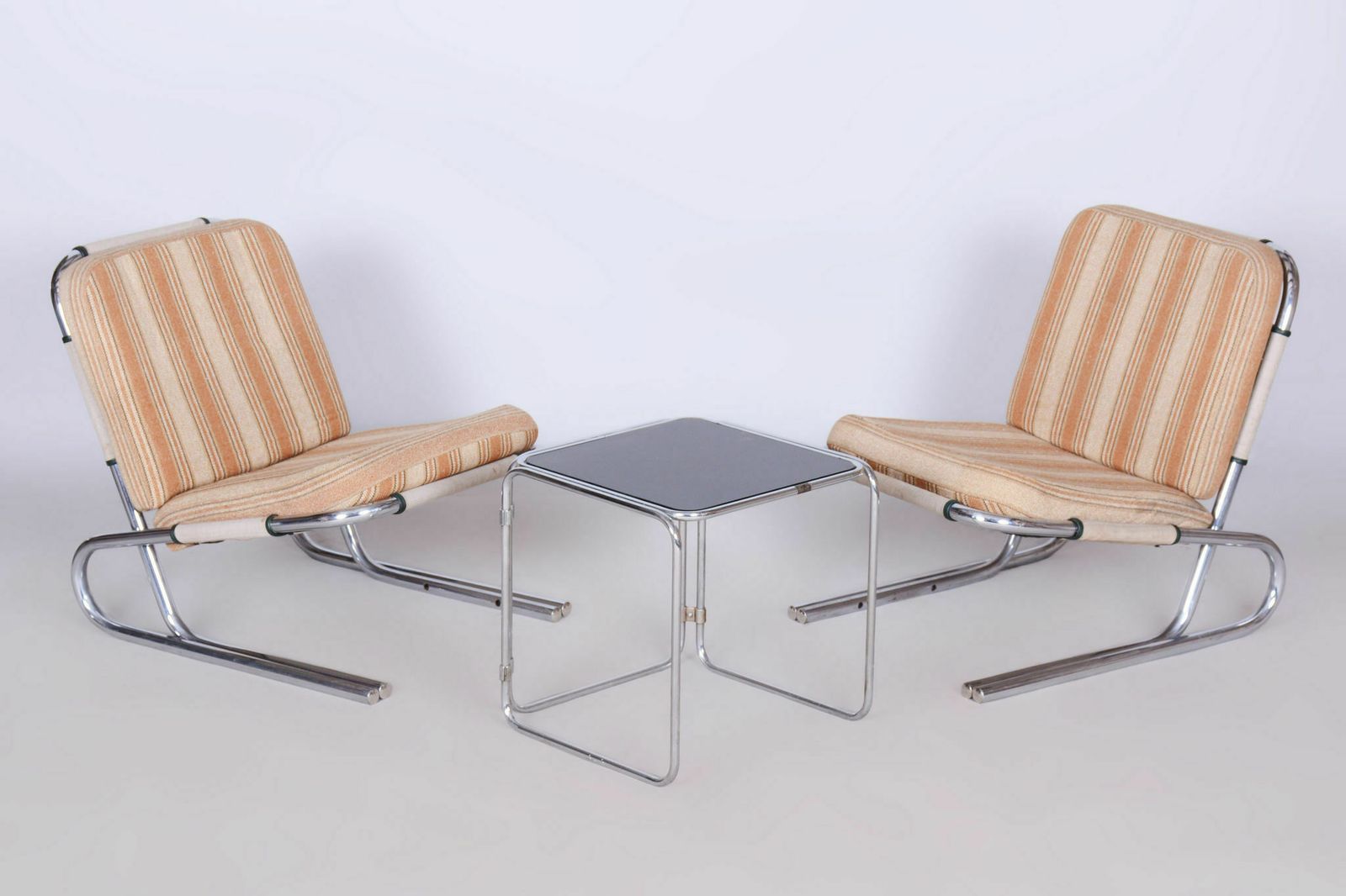 Set Of Two Original Bauhaus Armchairs, Chrome Plated Steel, Germany, 1940s photo buy