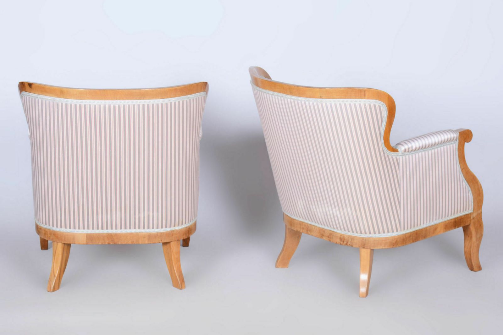 Set Of Two Restored Biedermeier Armchairs, Oak, Spruce, Walnut, Austria, 1830s photo vintage