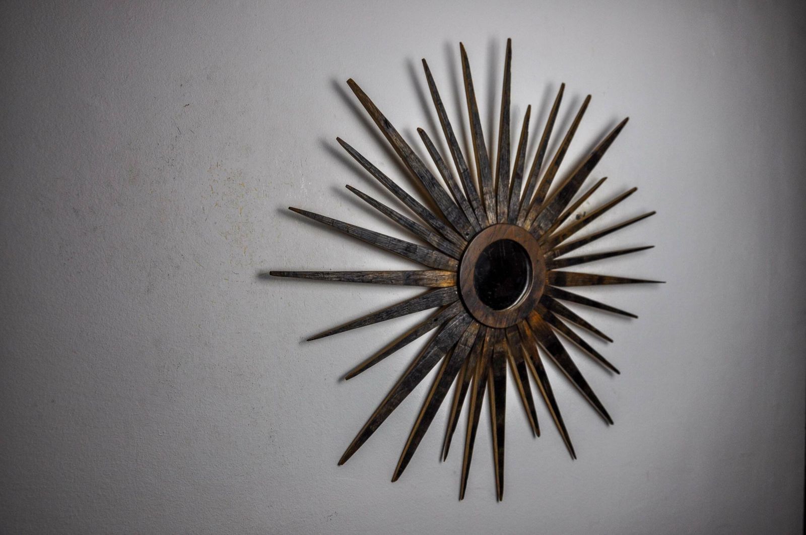 Xl Wooden Sun Mirror, France, 1960, 80 Cm photo Home Decor