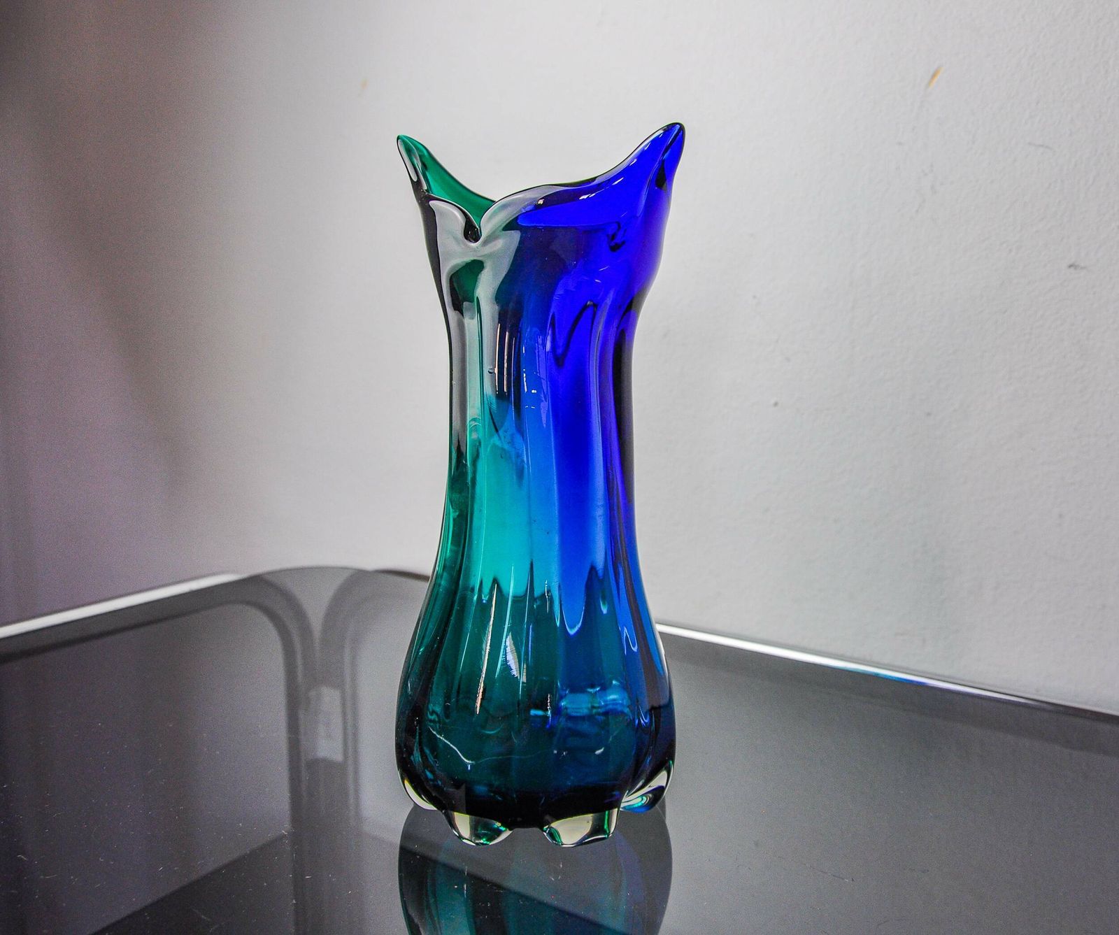 Sommerso Green And Blue Vase By Seguso, Murano Glass, Italy, 1970 photo furniture
