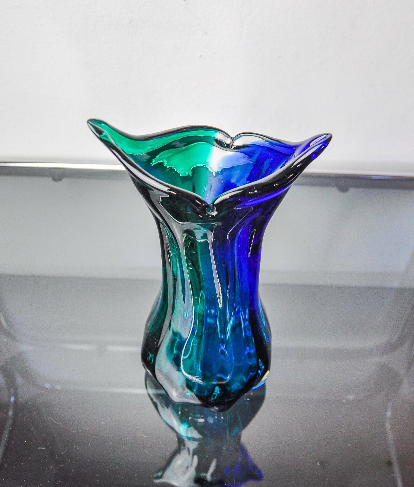 Sommerso Green And Blue Vase By Seguso, Murano Glass, Italy, 1970 photo 947.0