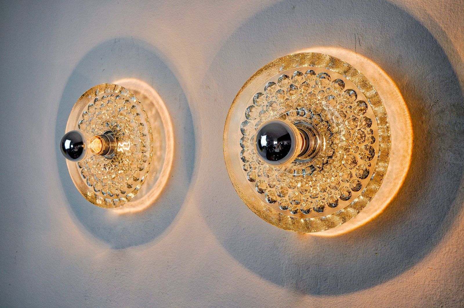 Pair Of Space Age Wall Lights By Peill & Putzler, Blown Murano Glass, Germany, 1970 photo 1503.0