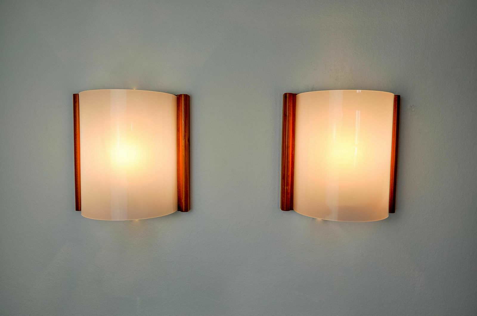Pair Of Mediterranean Wall Lamps, Pine And Methacrylate, 1980, Spain photo for sale