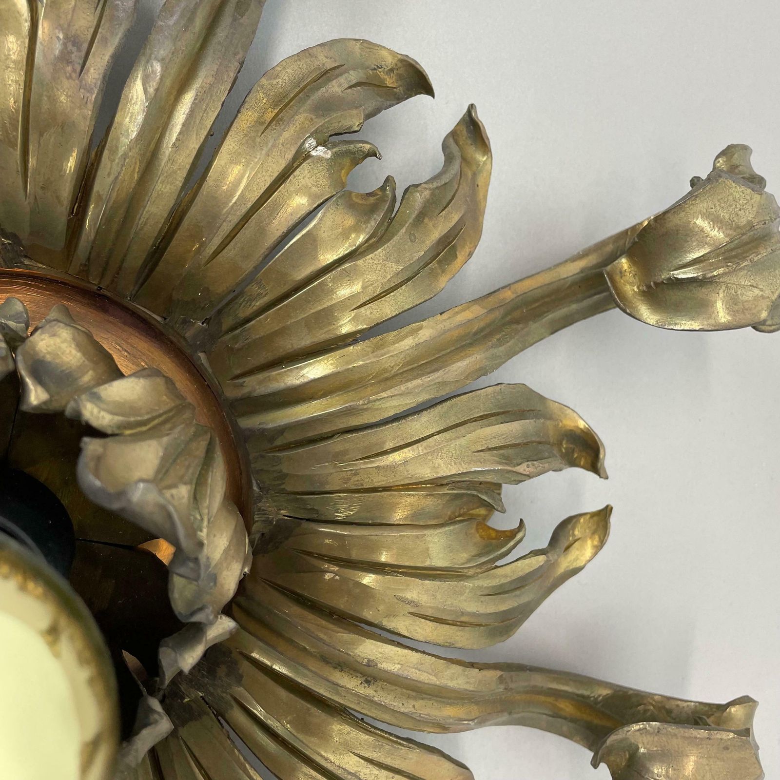 photo buy 45cm Handmade Brass Stilnovo Style Floral Theatre Wall Ceiling Light, Italy 1970