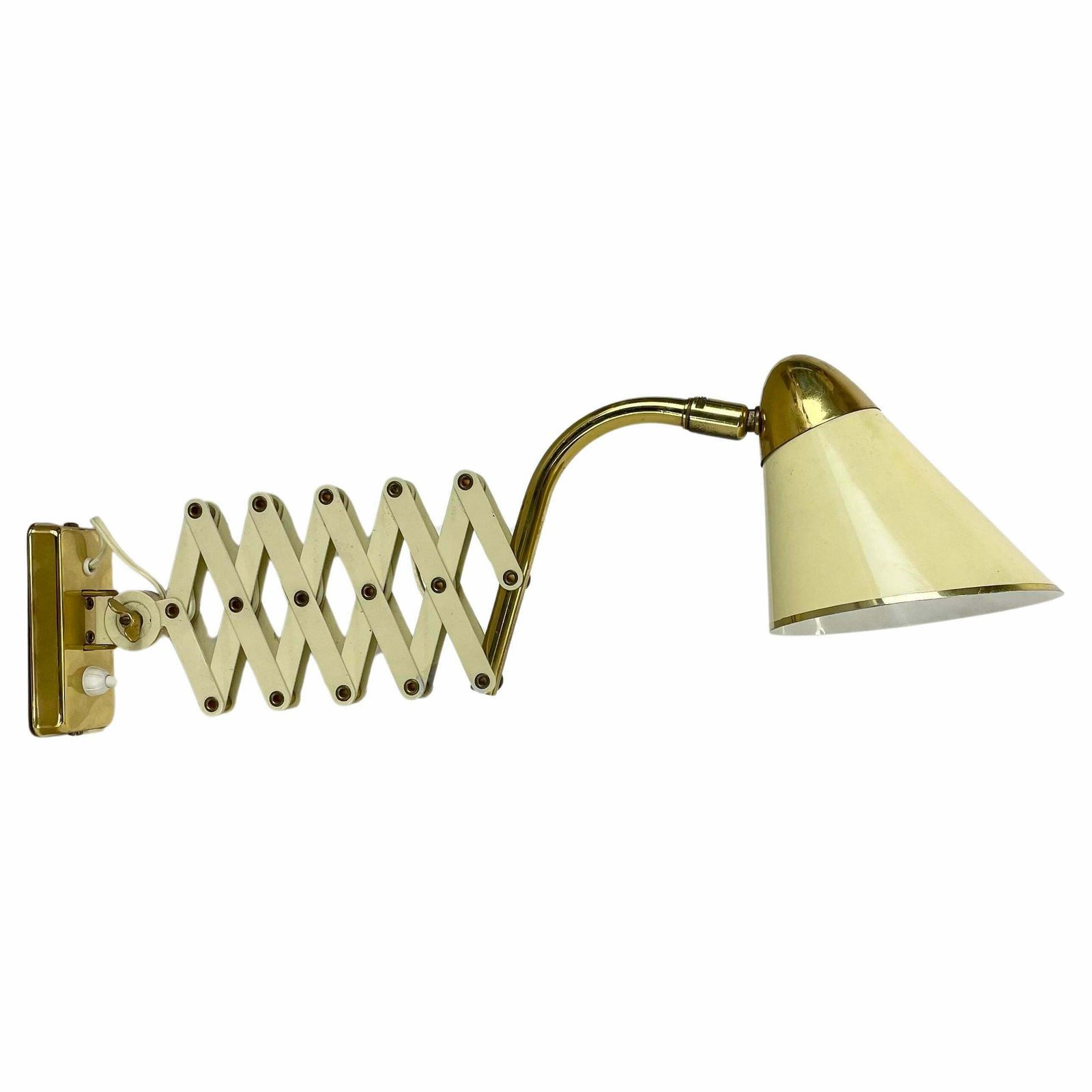 Original Scissors Wall Light Brass And Metal By Sis Leuchten, Germany 1950s