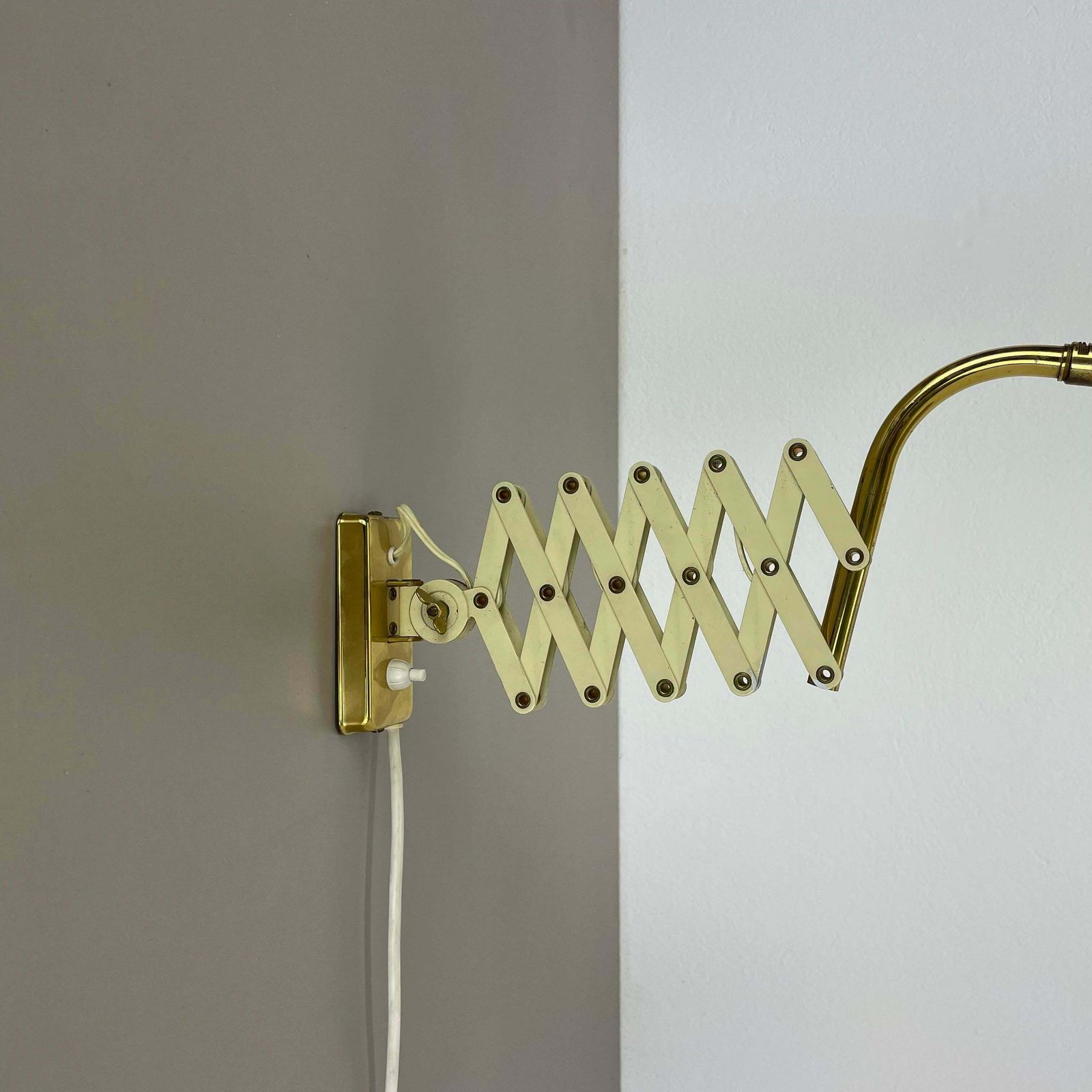 Original Scissors Wall Light Brass And Metal By Sis Leuchten, Germany 1950s photo for sale