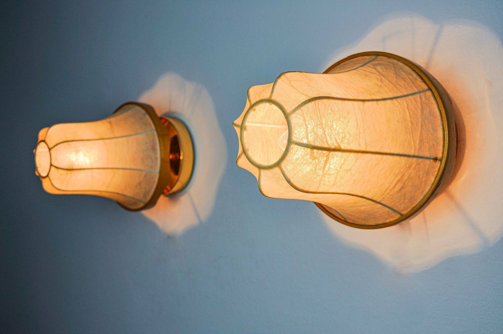 Pair Of Pear Shaped "Cocoon" Wall Lights, Resin And Pine, Italy, 1970 photo furniture