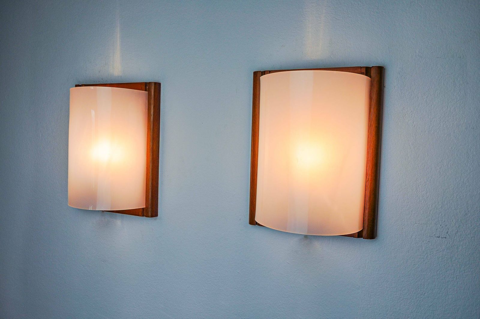 Pair Of Pine And Methacrylate Wall Lights, Mediterranean Design, Spain, 1980 photo for sale