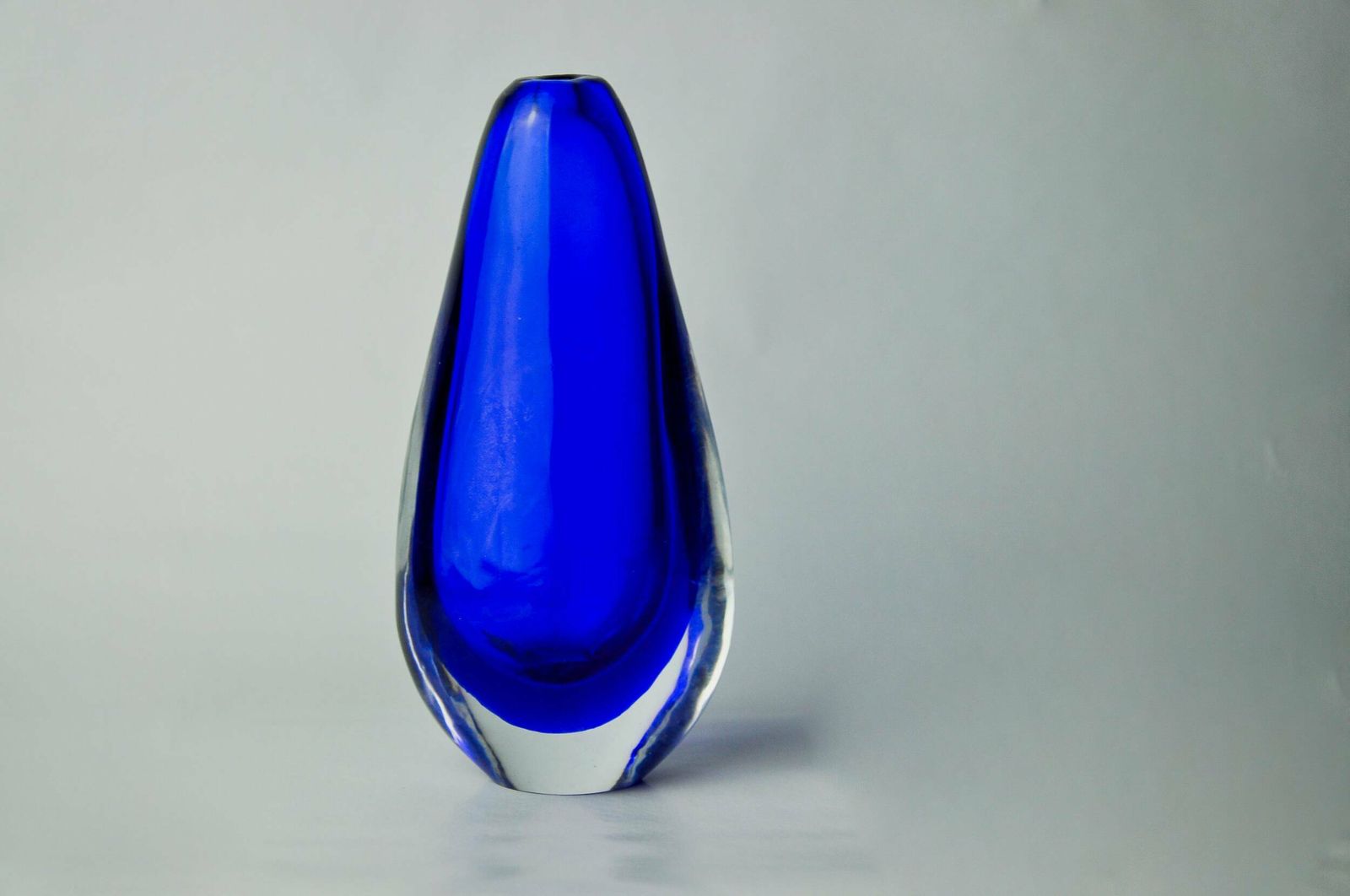 Sommerso Blue Vase, Murano Glass, Italy, 1970 photo 546.0