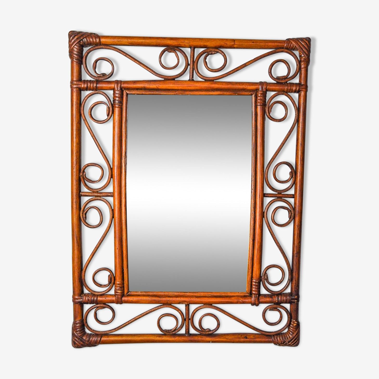 Bamboo Mirror By Franco Albini For Bonacina, Italy 1960