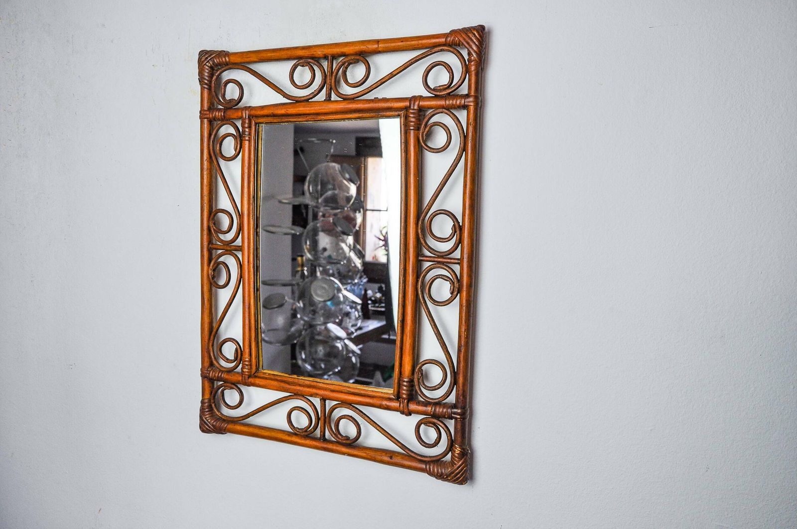 Bamboo Mirror By Franco Albini For Bonacina, Italy 1960 photo for sale