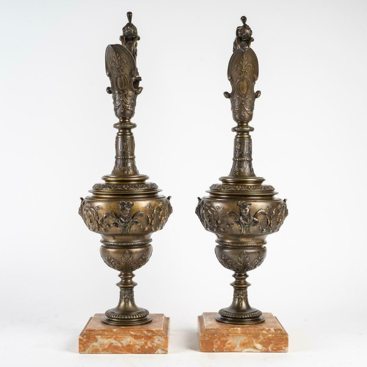 Pair Of Empire Style Bronze Ewers, Late 19th Or Early 20th Century. photo vinterior