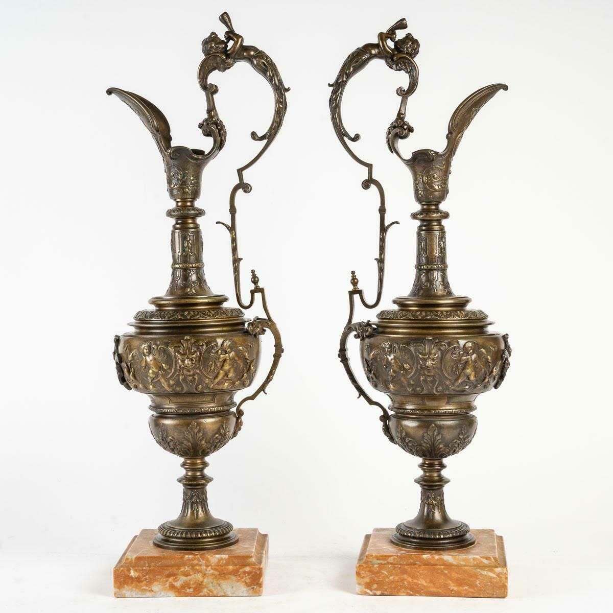 Pair Of Empire Style Bronze Ewers, Late 19th Or Early 20th Century. photo buy